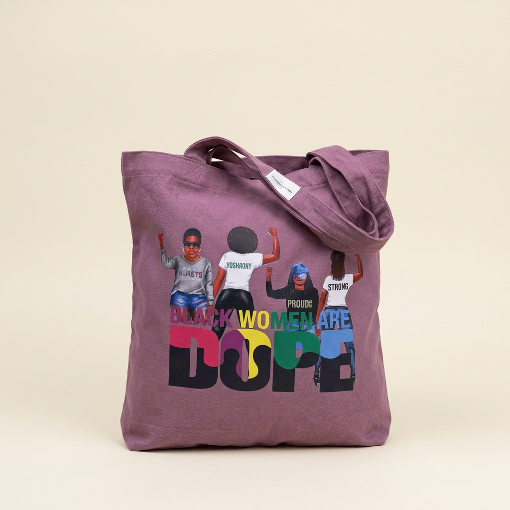 Mauve tote with a warm ivory studio background