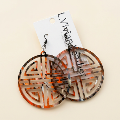 Multicolor circular earrings with an ivory background