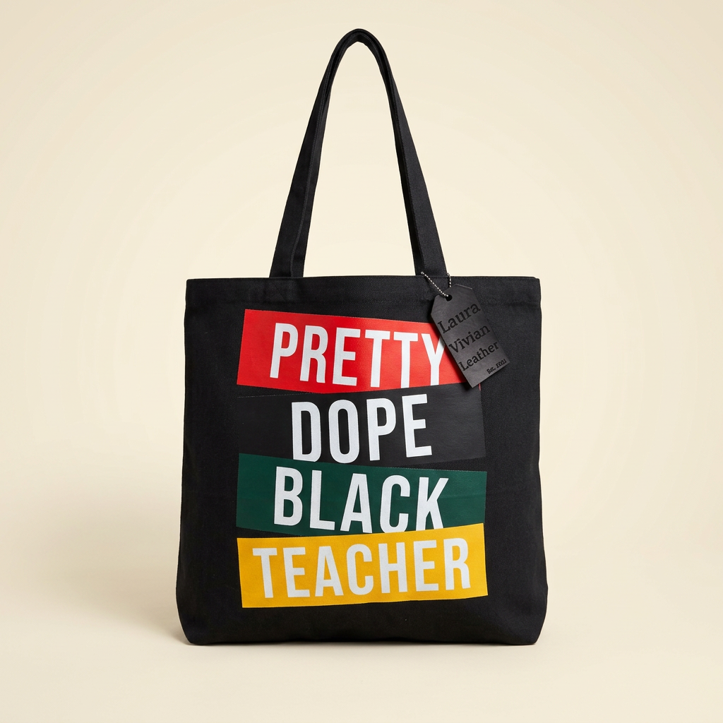 Pretty Dope Black Teacher tote on an ivory studio background